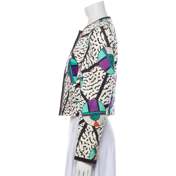 Vintage 80s Louis Feraud Multicolored Memphis Pattern Multicolor Blazer Jacket 6 - Picture 2 of 15